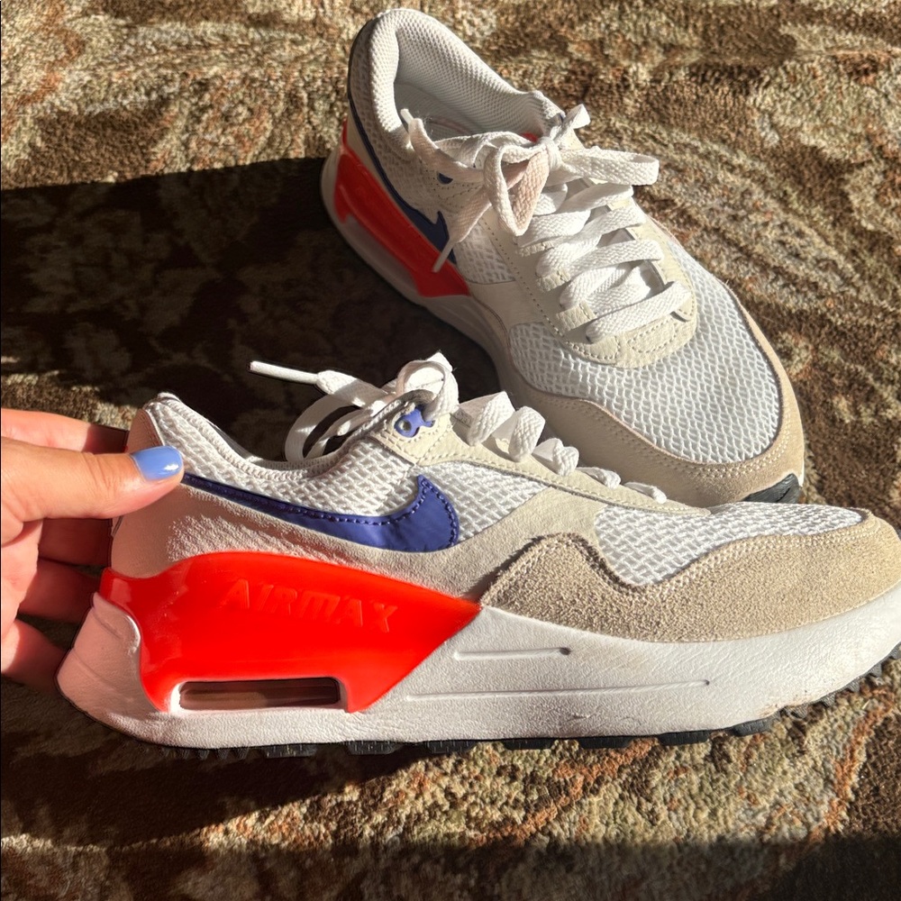 Nike Air Max Sneakers - Tan, Blue, and Red - Picture 3 of 4